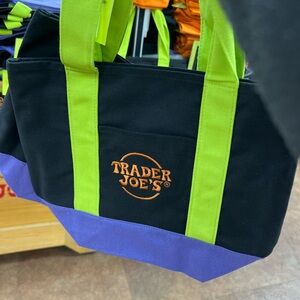 Trader Joe's Black and Purple Tote Bag